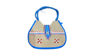 Handcrafted Blue Designer Jute Shoulder Bag with Shell & Sequin Embellishments