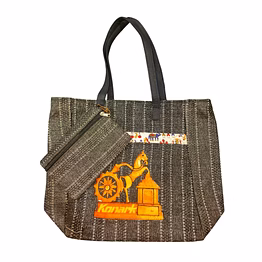 puri handicraft silk jute fabric tote bag for woman