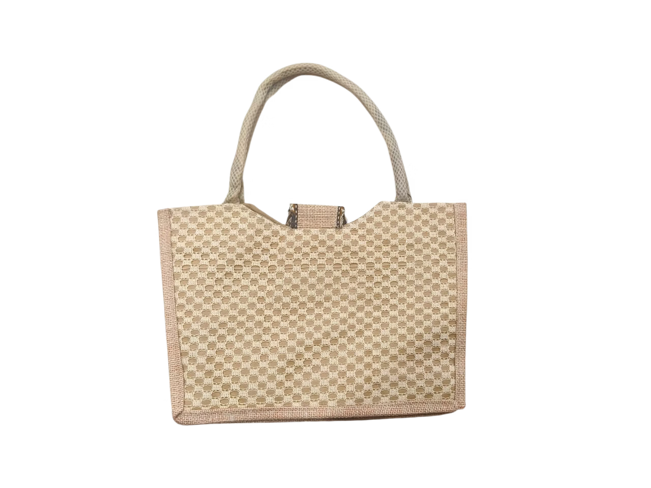 Handcrafted Jute Designer Handbag with Floral Shell Work | Ethnic Eco-Friendly Ladies Tote image 2