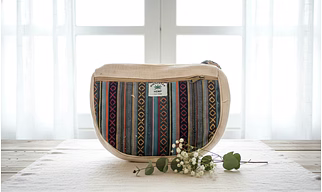 Himalayan Hemp Half-Moon Crossbody Bag – Handmade Boho Sling Bag with Sustainable Fabric and Adjustable Strap