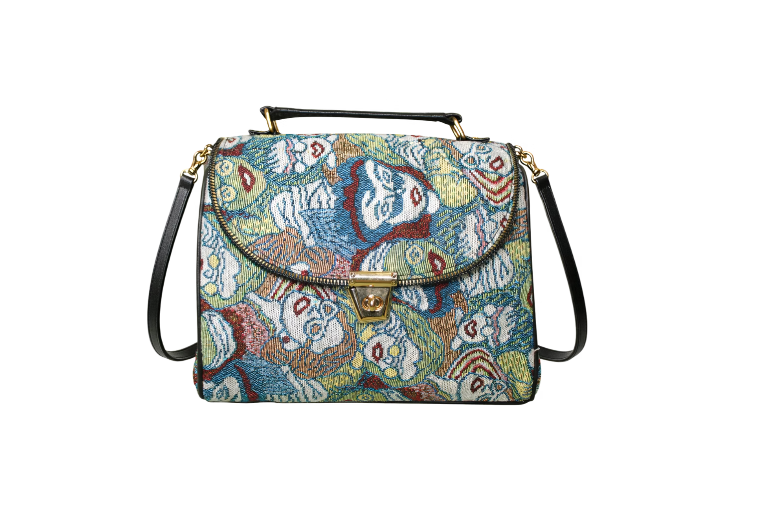 artisanal abstract portrait tapestry satchel