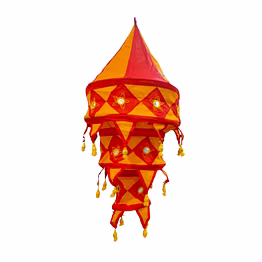 3-tier diamond lattice pipli applique lantern (red/orange)