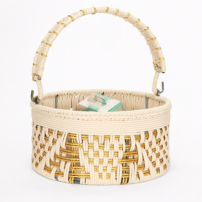 macrame beige storage basket