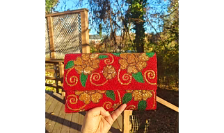 Handcrafted Multicolor Beaded Paisley Clutch Purse for women accessories