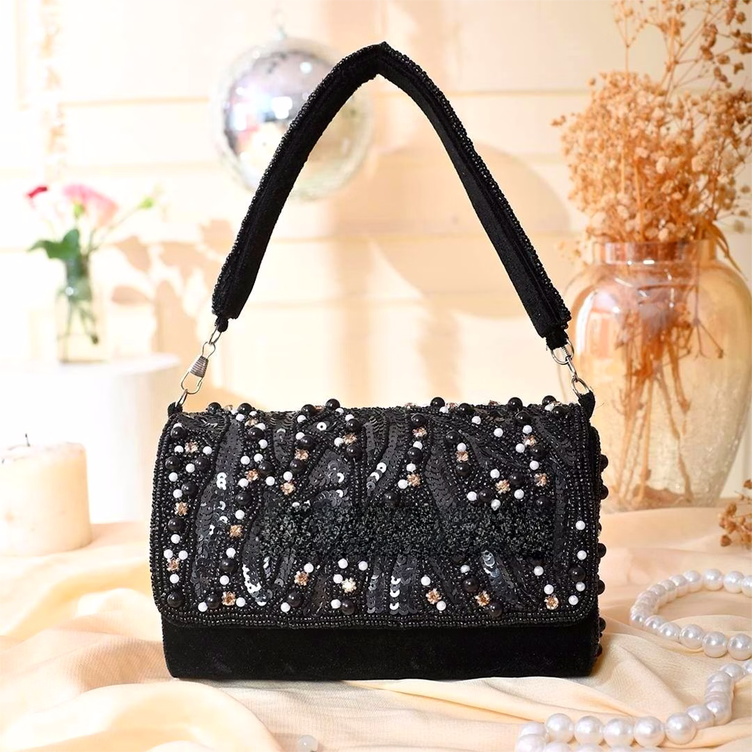 beaded peach-colored clutch puse for women accessories
