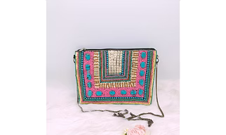 Multicolor Banjara-style clutch bag for women accessories