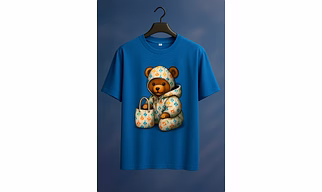 Luxury Bear Graphic Over Sized T-Shirt – Lavender Edition