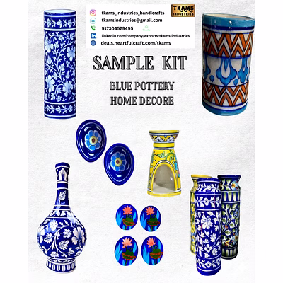 blue pottery home decor sample kit