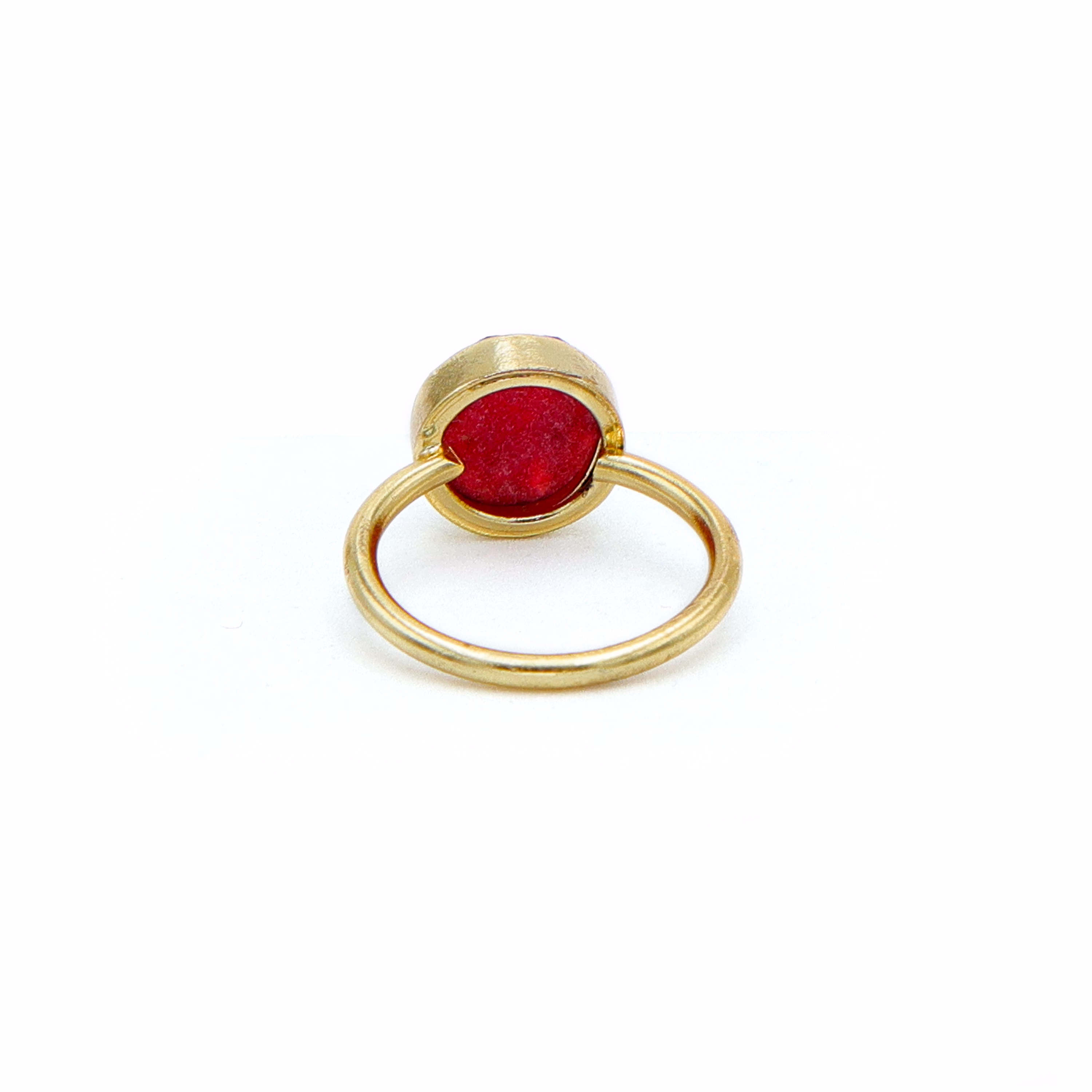 Dua Red Jade Round Ring – Handmade Gold-Plated Statement Jewelry for Women image 4