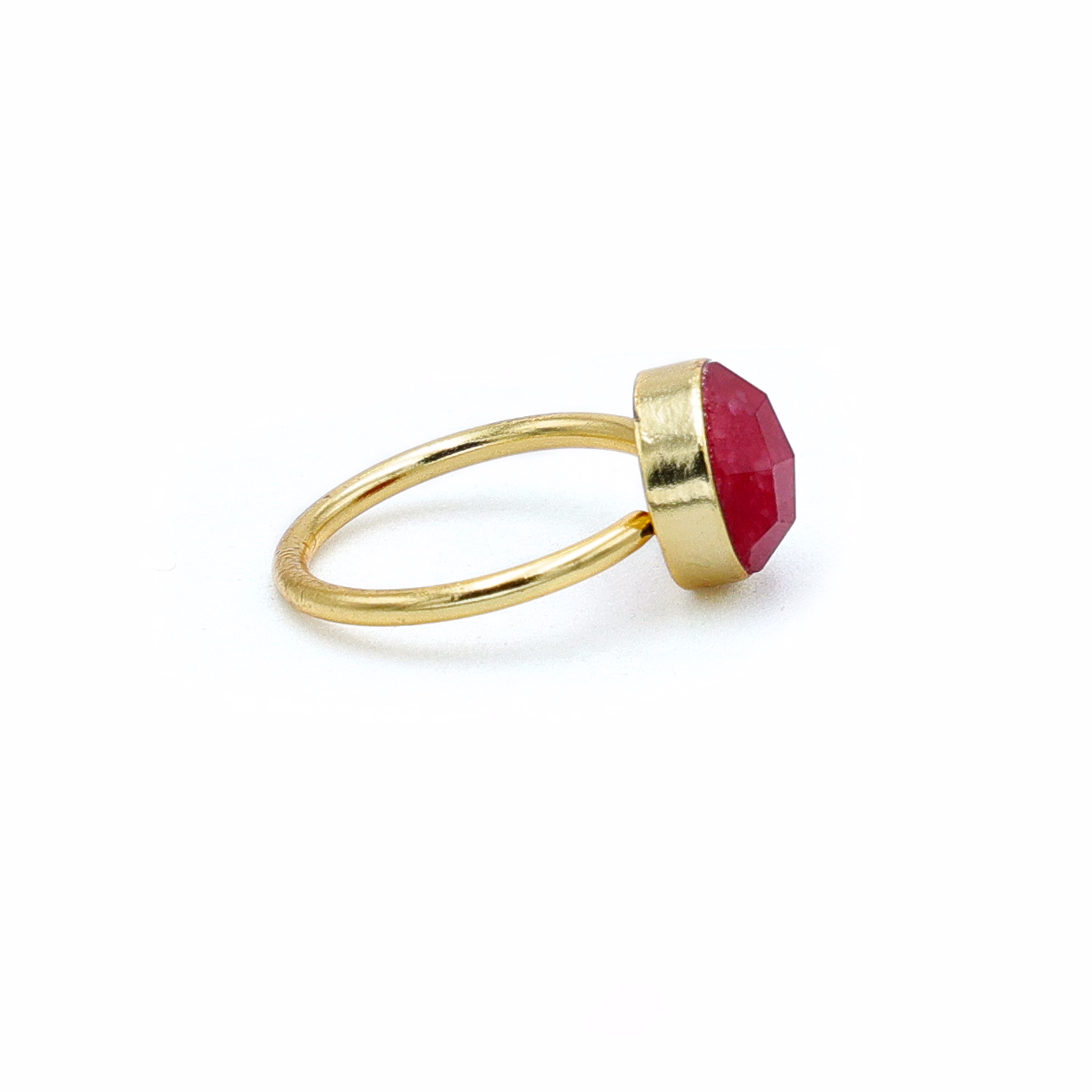 Dua Red Jade Round Ring – Handmade Gold-Plated Statement Jewelry for Women image 3