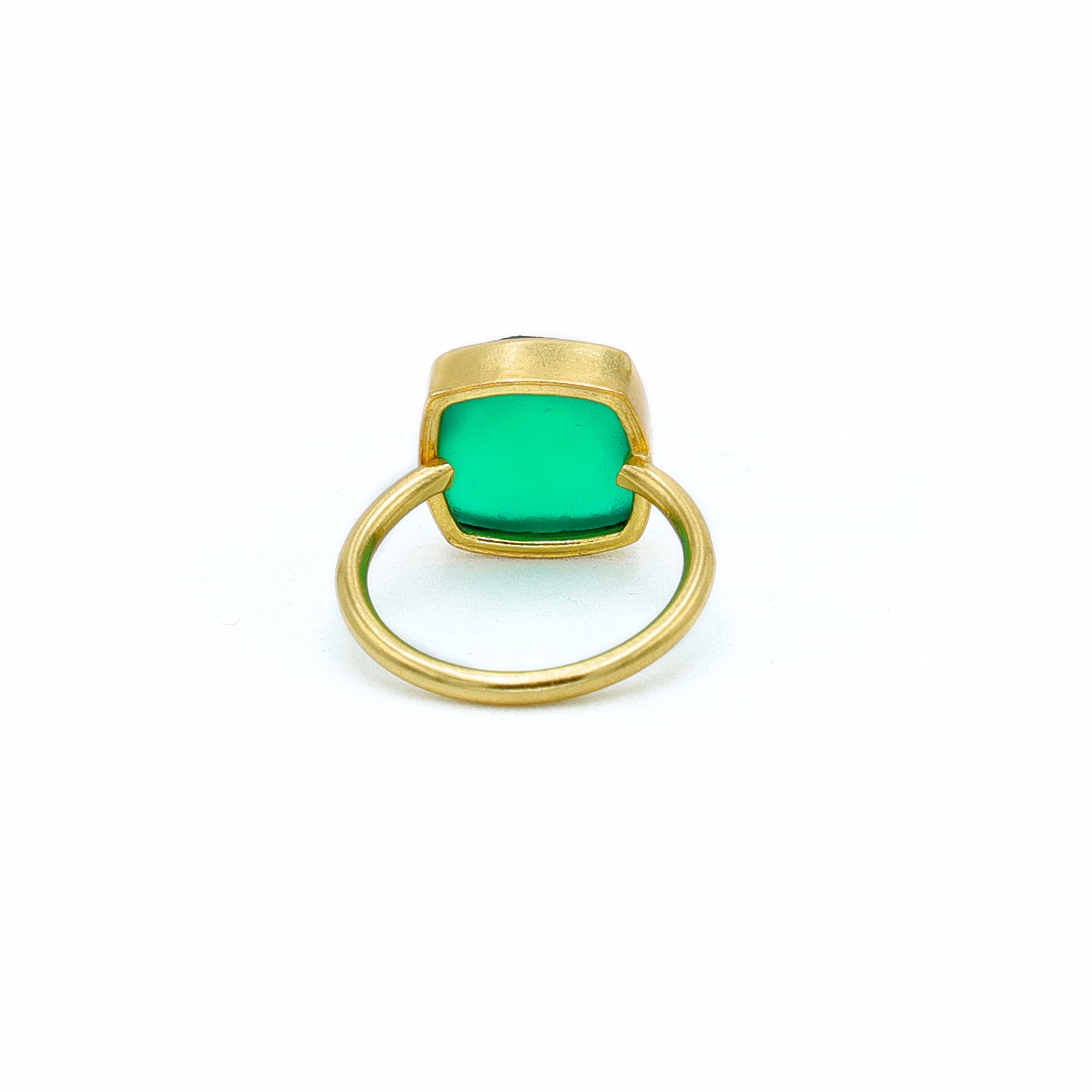 Dua Green Onyx Cushion Ring – Artisan Gold Statement Ring, Gift for Her image 4