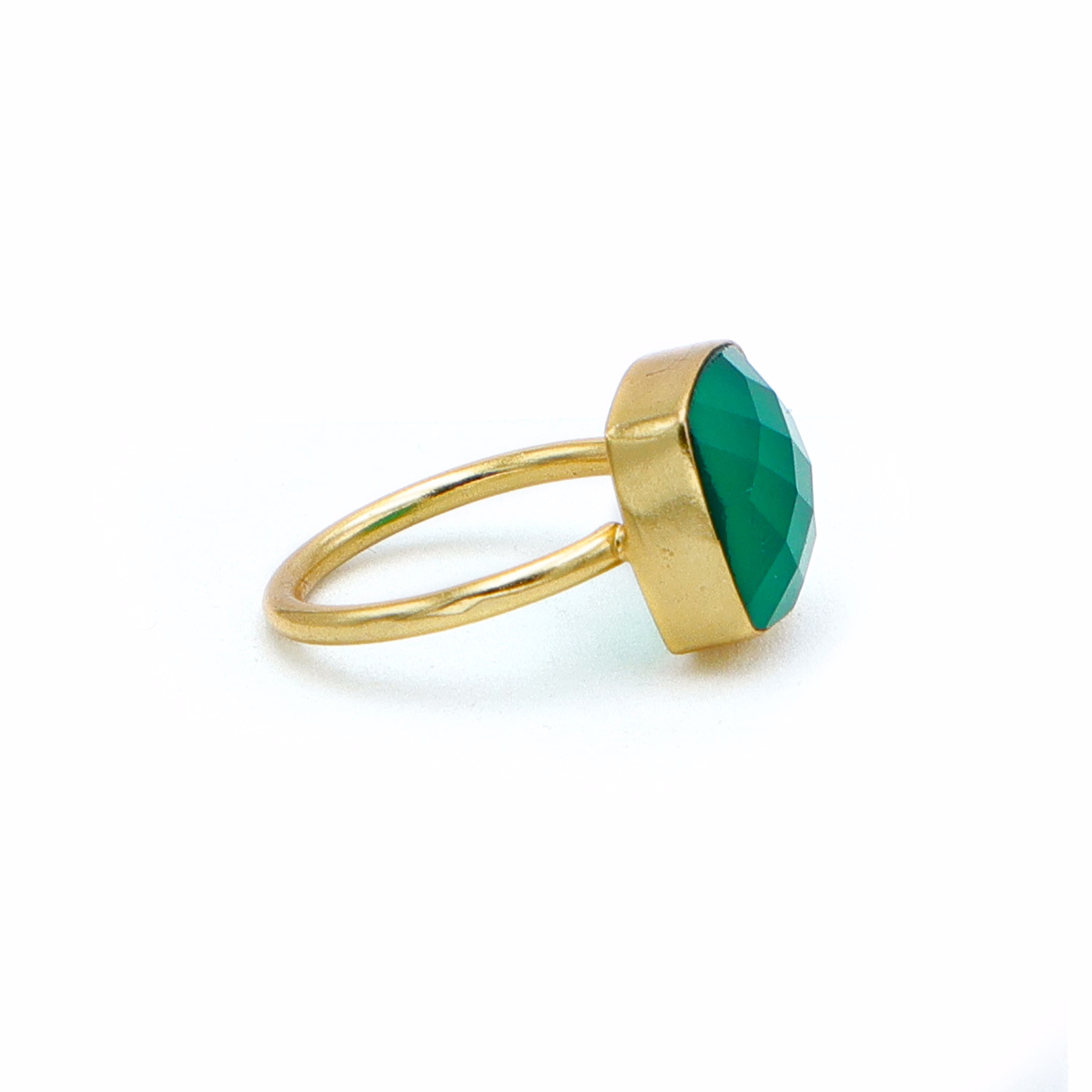 Dua Green Onyx Cushion Ring – Artisan Gold Statement Ring, Gift for Her image 3