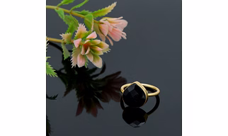Dua Black Onyx Heart Ring – Bold Gold-Plated Engagement Ring, Protective Jewelry