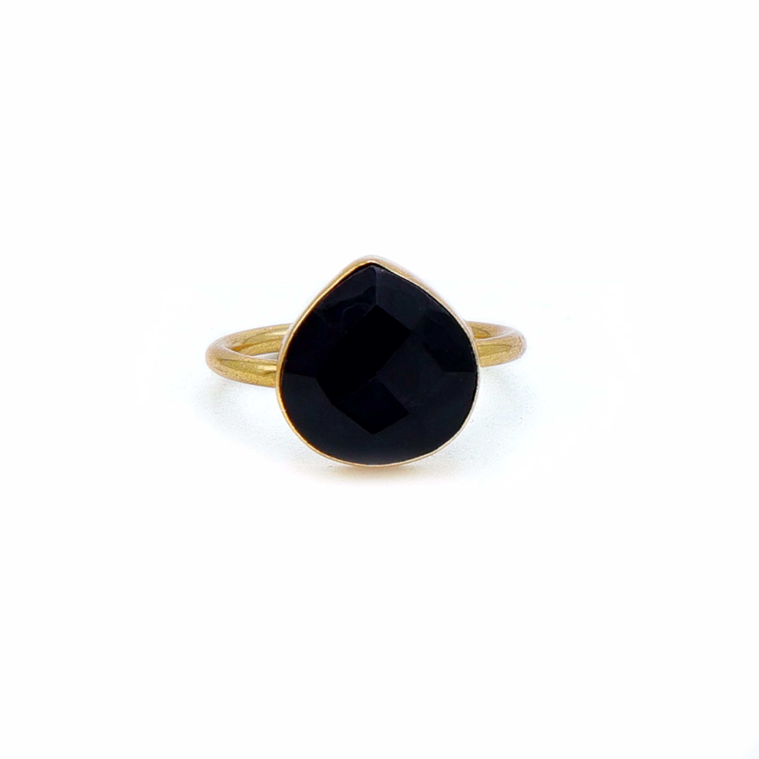 Dua Black Onyx Heart Ring – Bold Gold-Plated Engagement Ring, Protective Jewelry image 2