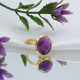 dua amethyst oval ring – luxury gold-plated birthstone jewelry for women