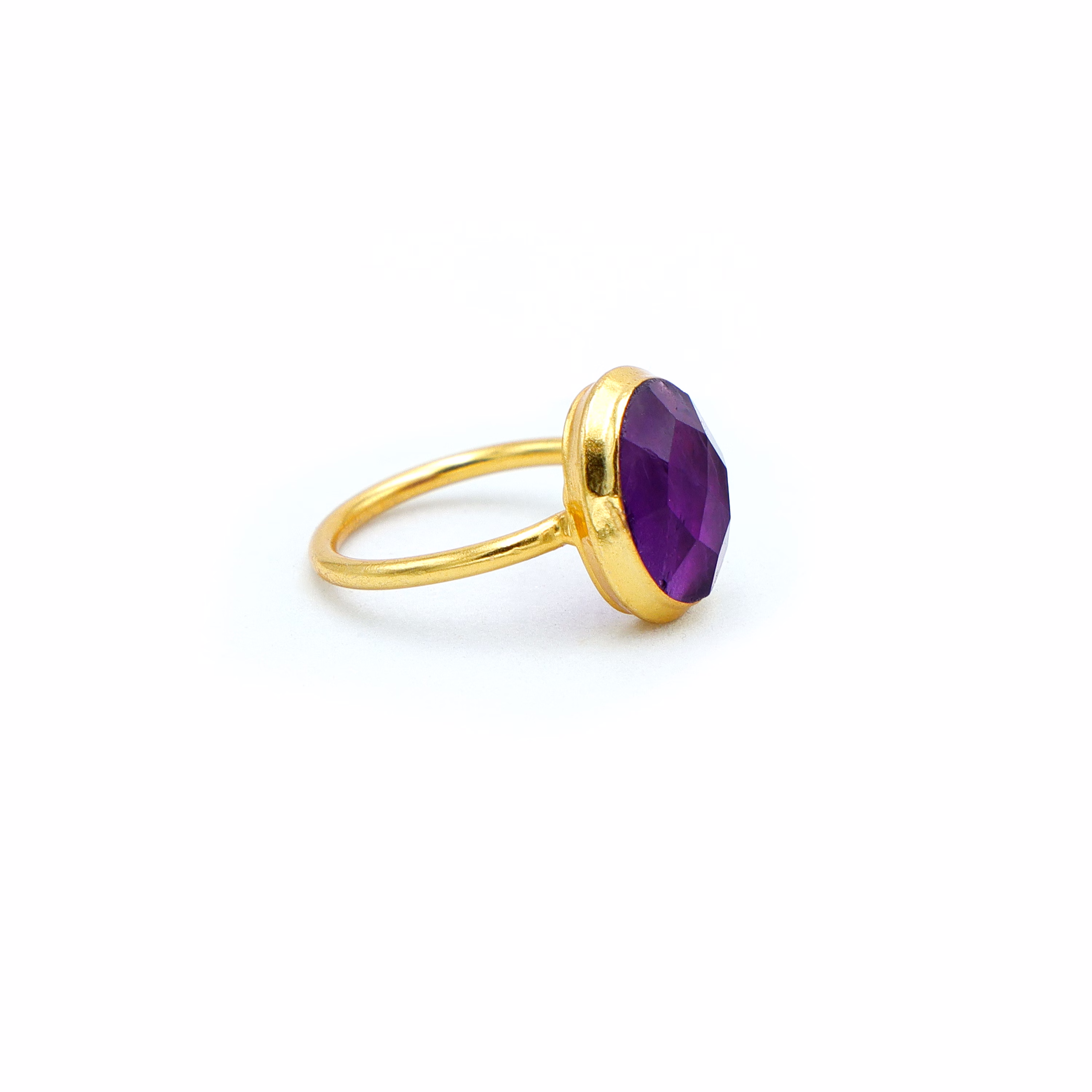 Dua Amethyst Oval Ring – Luxury Gold-Plated Birthstone Jewelry for Women image 3