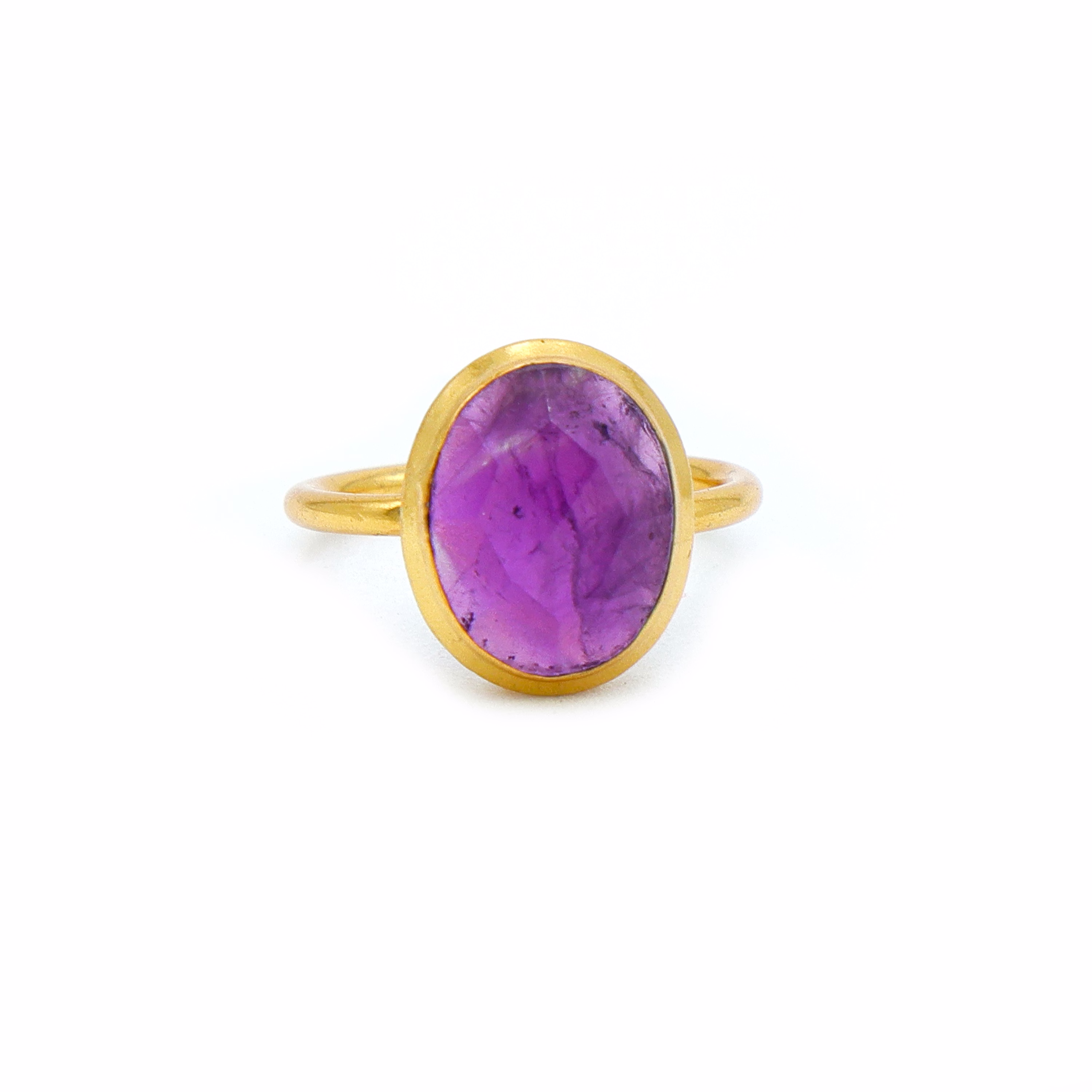 Dua Amethyst Oval Ring – Luxury Gold-Plated Birthstone Jewelry for Women image 2