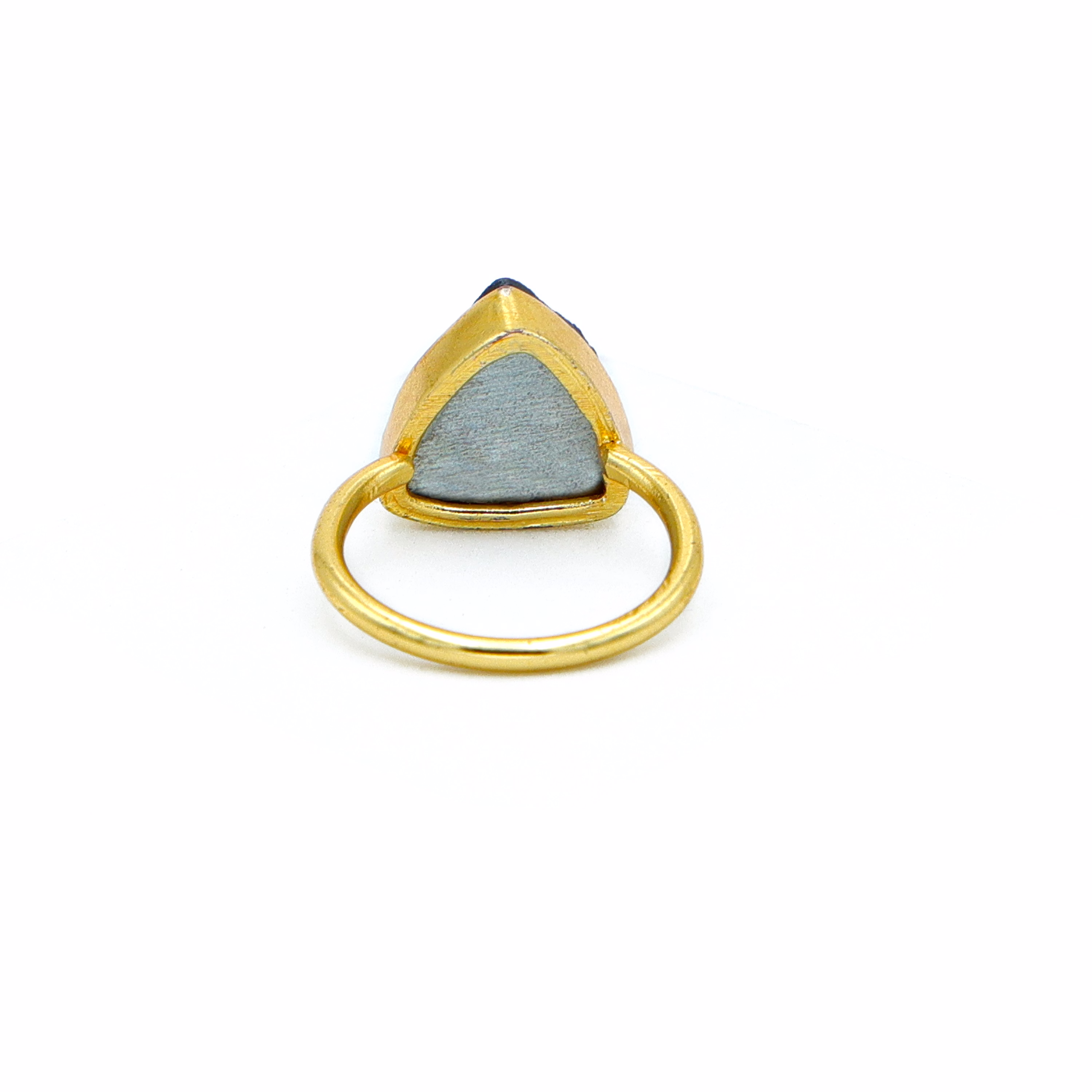 Dua Peacock Drusy Trillion Ring – Unique Multicolor Gemstone Statement Jewelry image 4