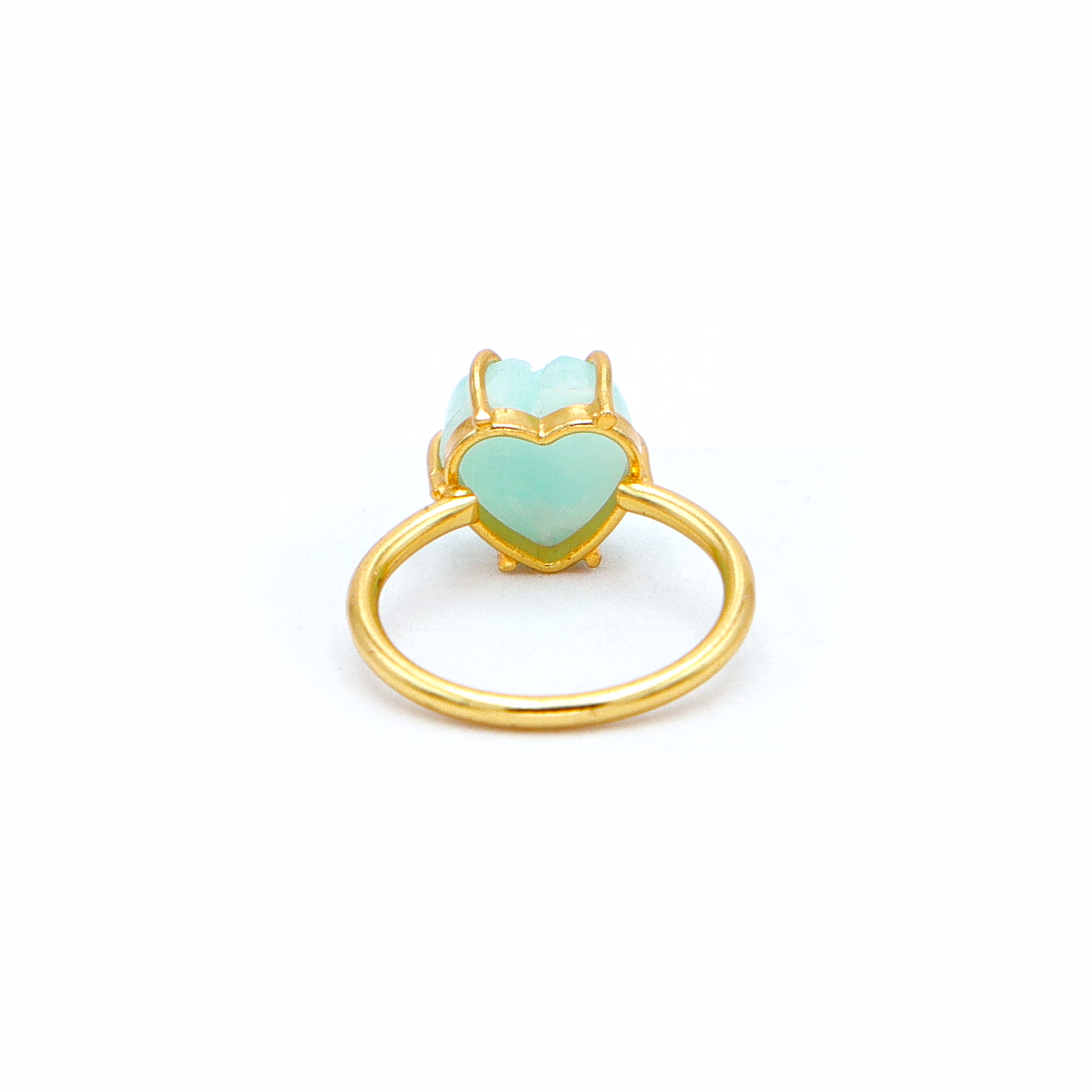 Dua Amazonite Heart Carving Ring – Handmade Green Crystal Love Ring, Boho Jewelry image 4
