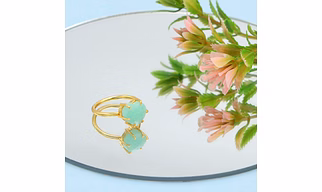 Dua Amazonite Heart Carving Ring – Handmade Green Crystal Love Ring, Boho Jewelry