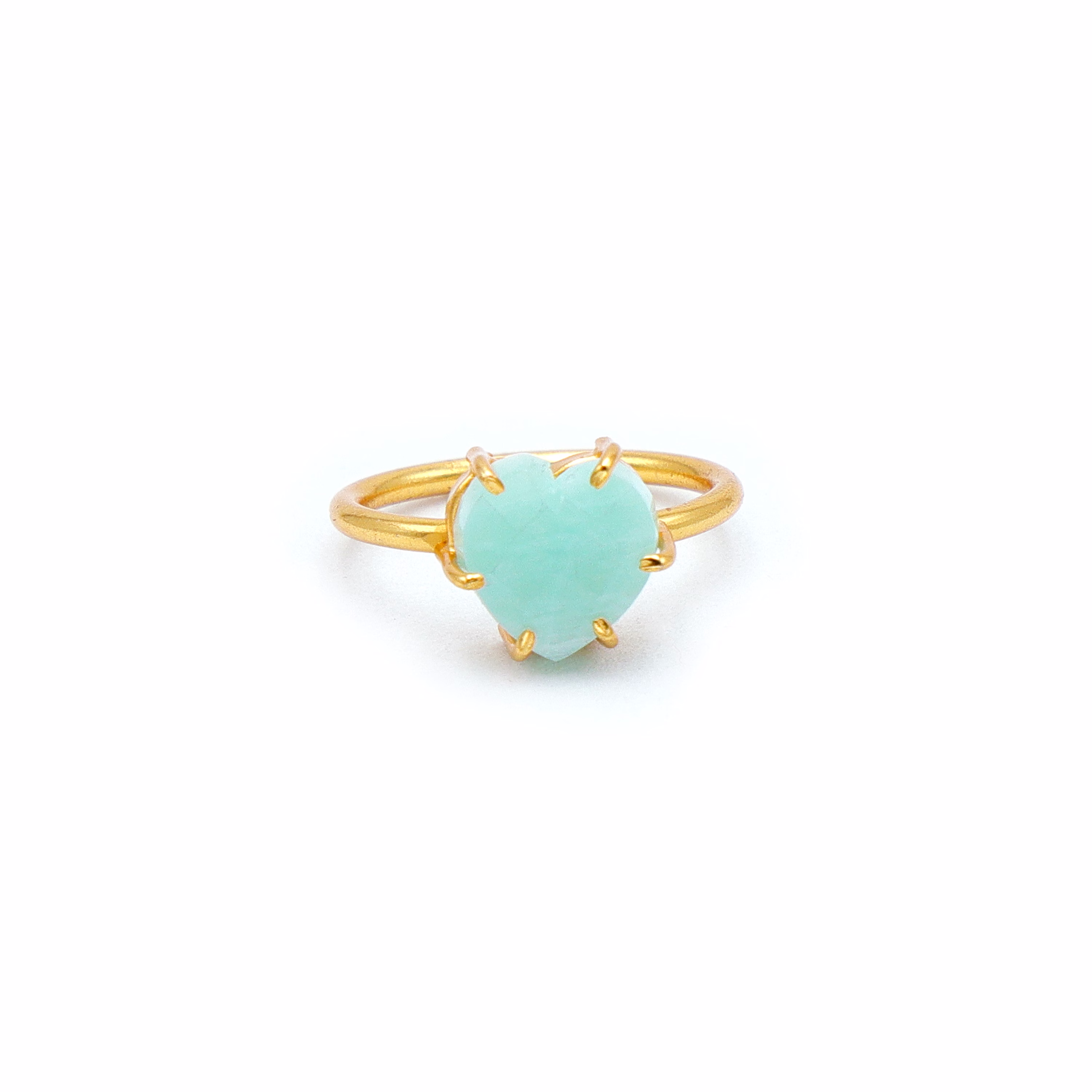 Dua Amazonite Heart Carving Ring – Handmade Green Crystal Love Ring, Boho Jewelry image 2