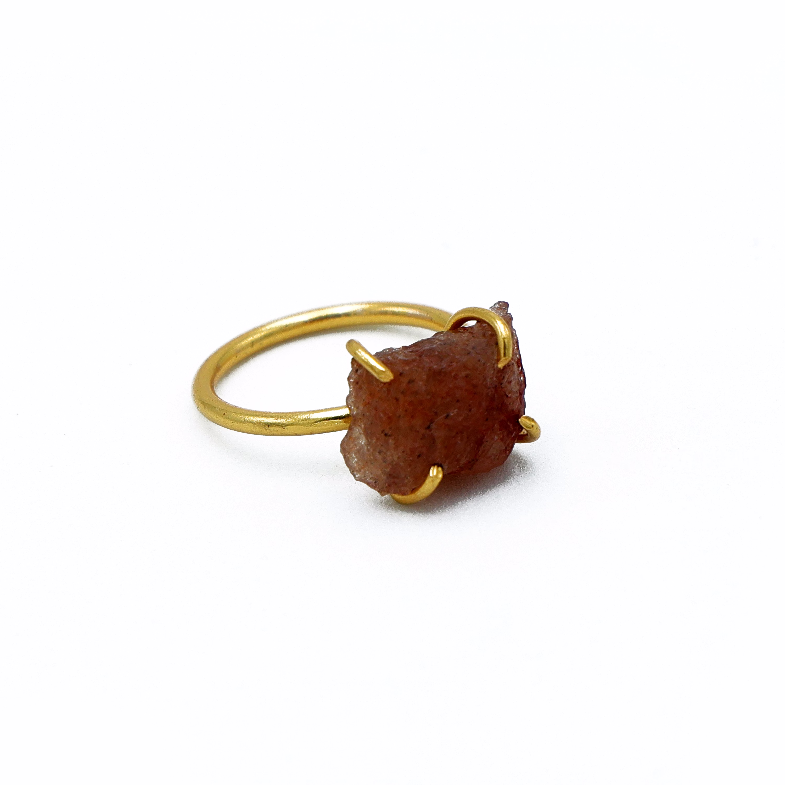 Dua Strawberry Quartz Rough Ring – Raw Gemstone Adjustable Gold Ring image 2