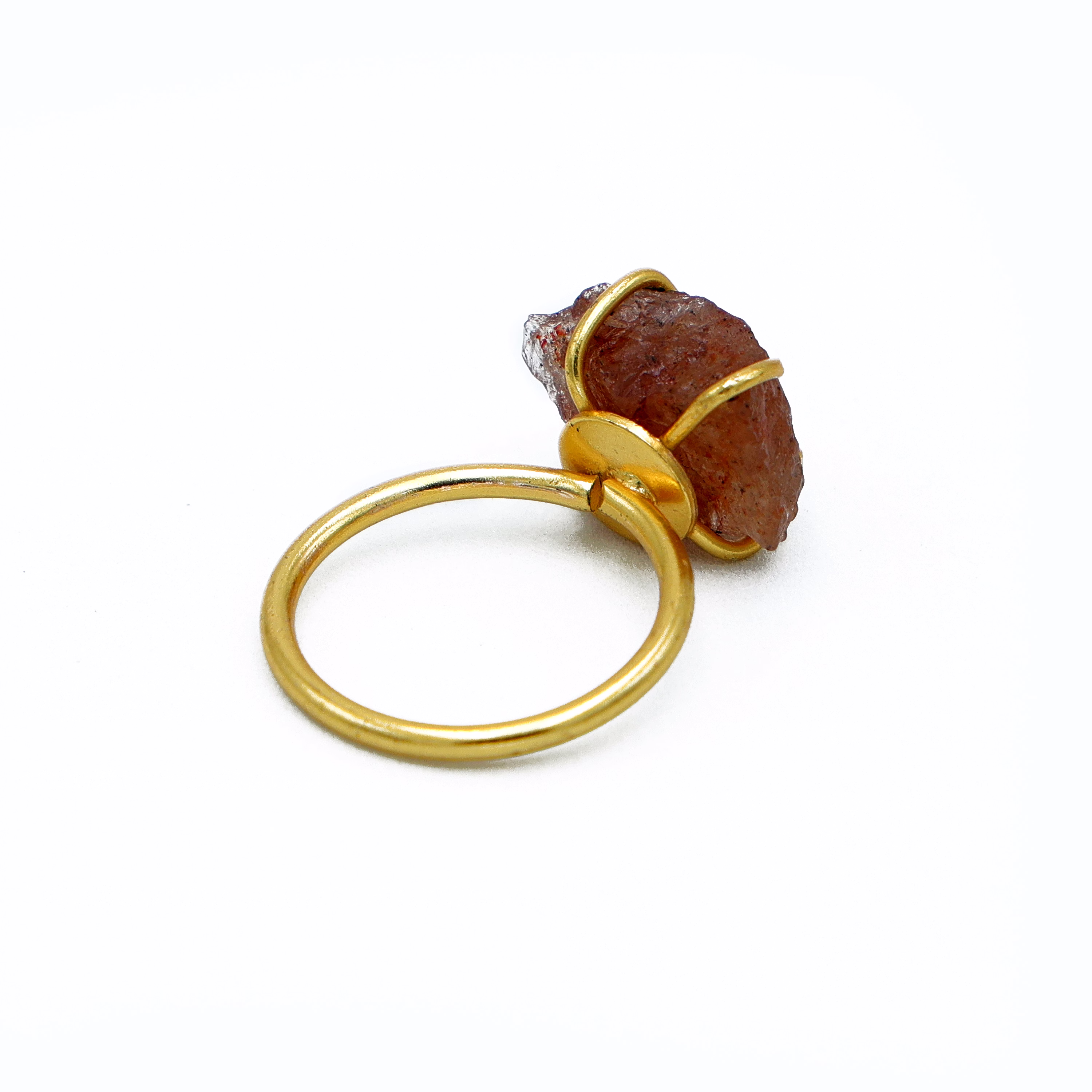 Dua Strawberry Quartz Rough Ring – Raw Gemstone Adjustable Gold Ring image 4