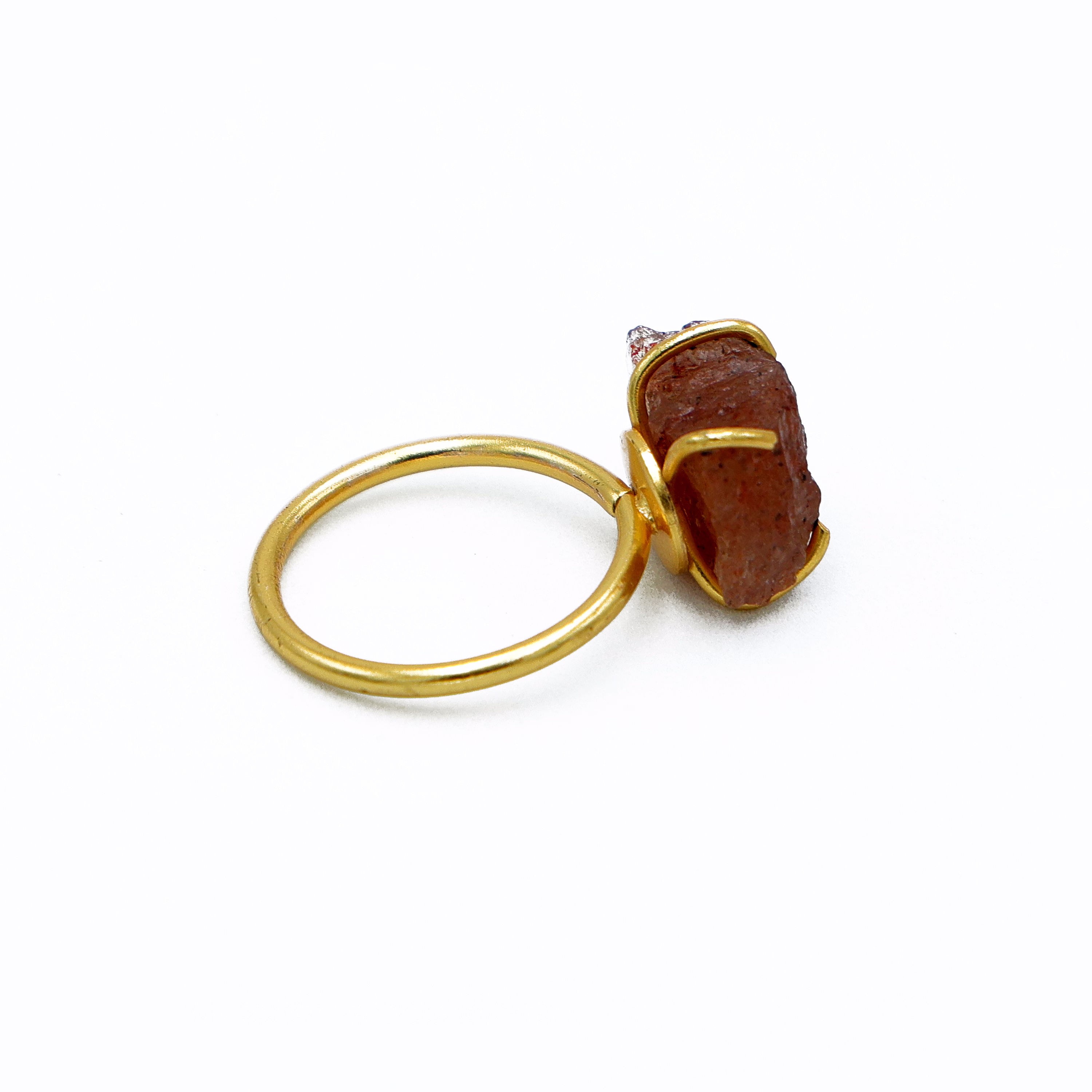 Dua Strawberry Quartz Rough Ring – Raw Gemstone Adjustable Gold Ring image 3