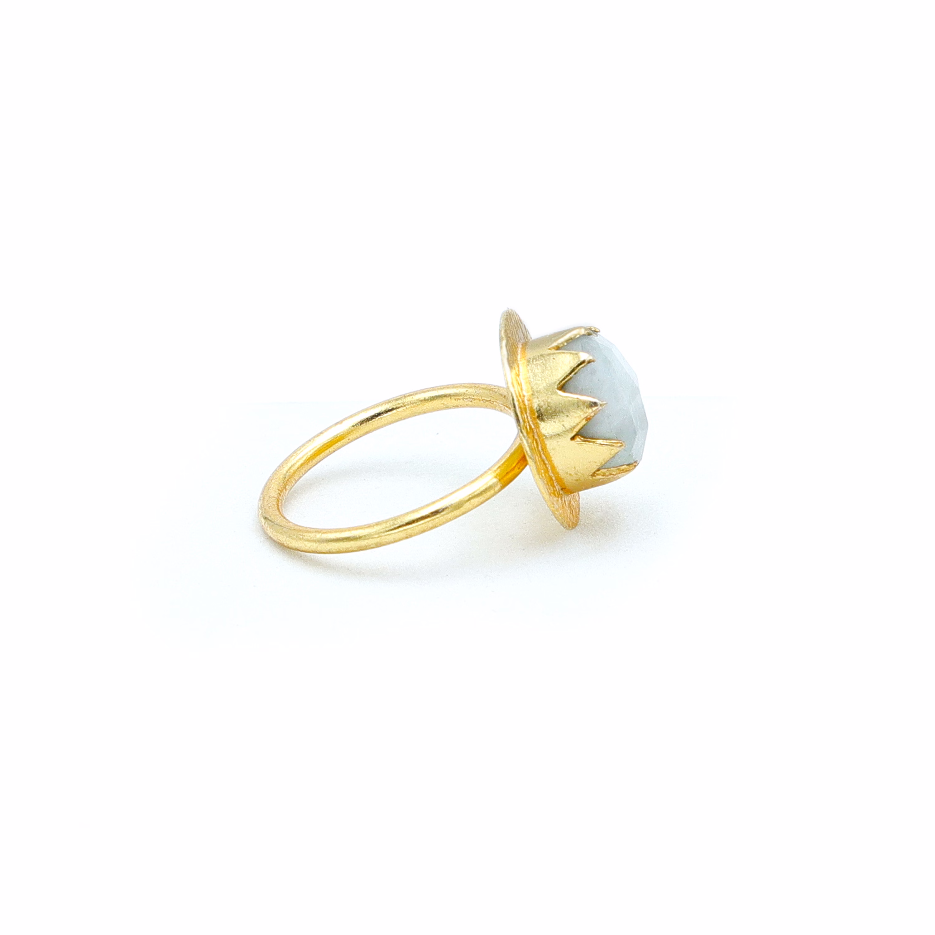 Dua Rainbow Moonstone Ring – Dazzling White Crystal Adjustable Gold-Plated Ring image 3