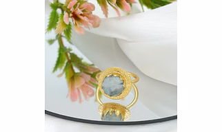 Dua Rainbow Moonstone Ring – Dazzling White Crystal Adjustable Gold-Plated Ring