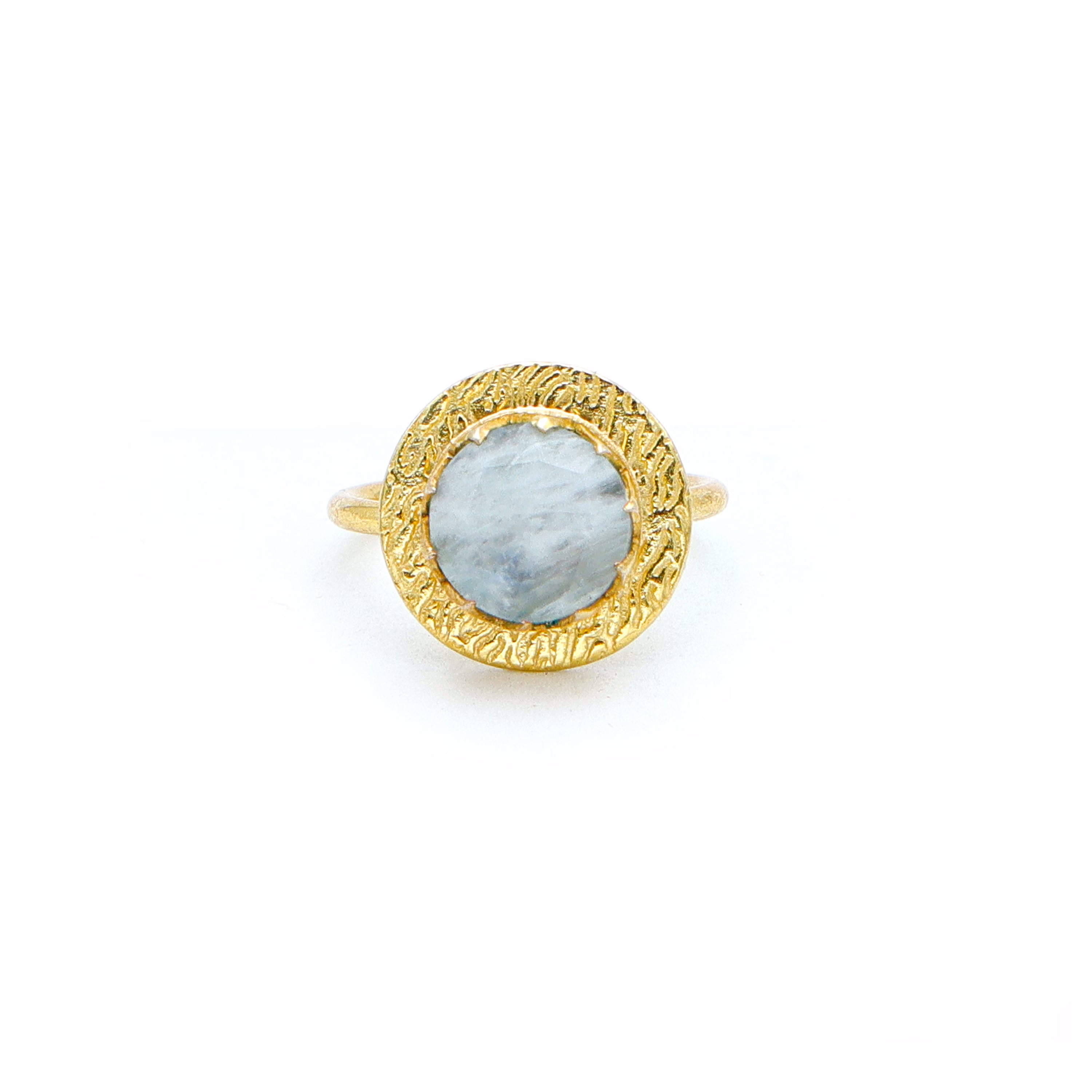 Dua Rainbow Moonstone Ring – Dazzling White Crystal Adjustable Gold-Plated Ring image 2