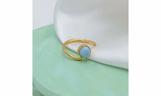 Dua Blue Opal Ring – Elegant Gold-Plated Opal Birthstone Jewelry, Gift for Women