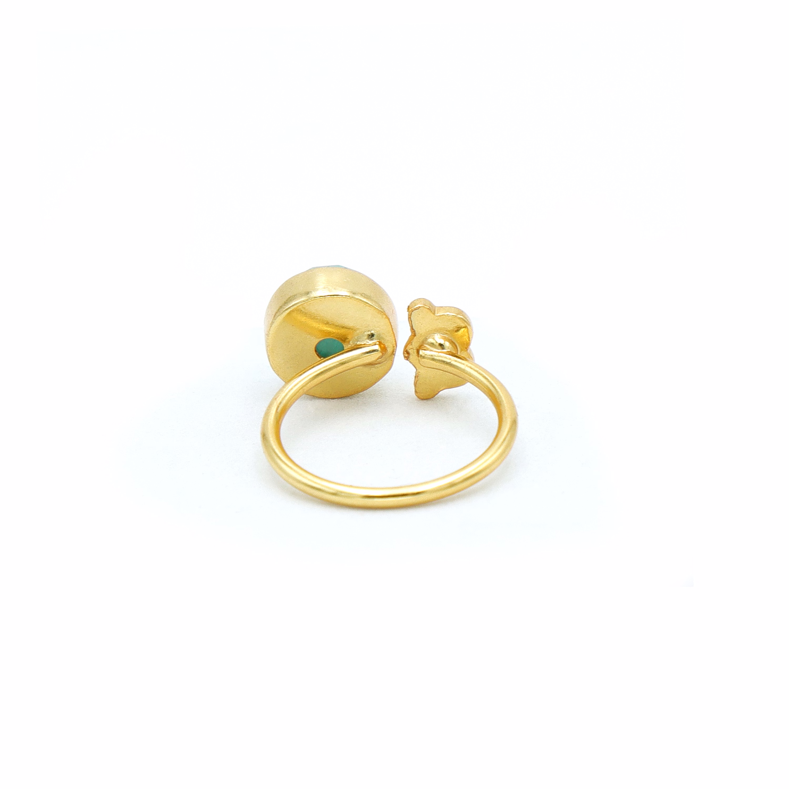 Dua Amazonite Coin Ring – Minimalist Green Gemstone Gold Ring for Balance & Style image 4