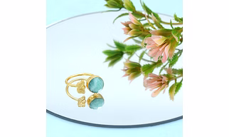Dua Amazonite Coin Ring – Minimalist Green Gemstone Gold Ring for Balance & Style