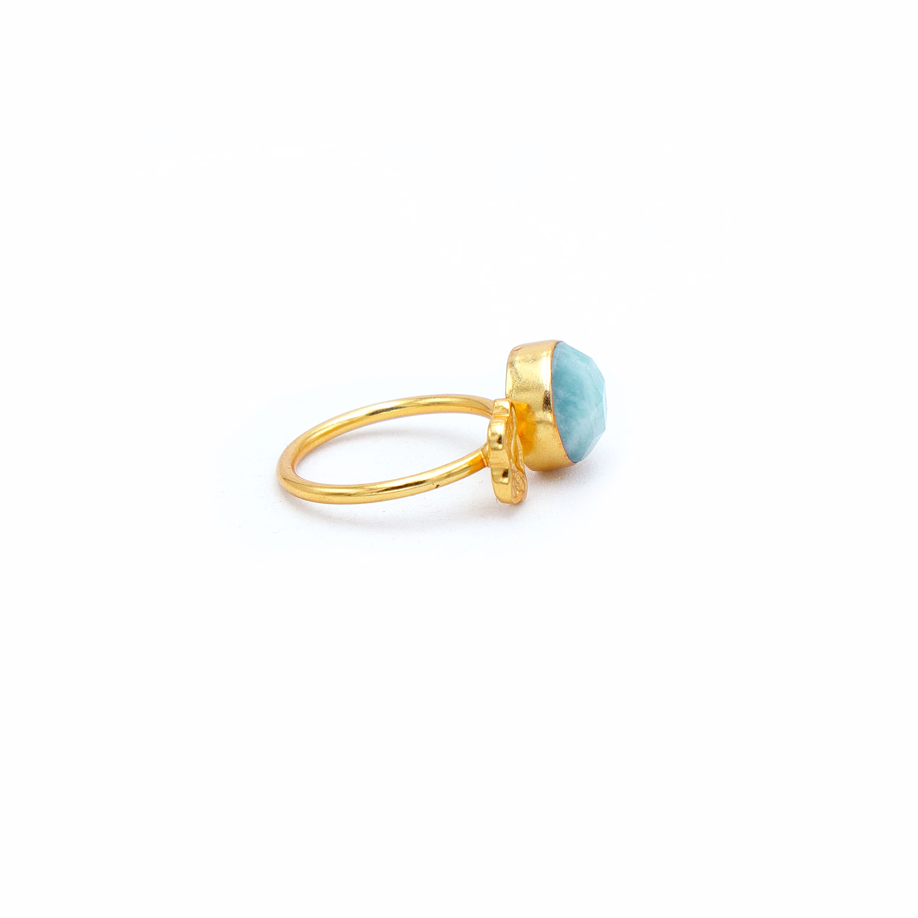 Dua Amazonite Coin Ring – Minimalist Green Gemstone Gold Ring for Balance & Style image 3