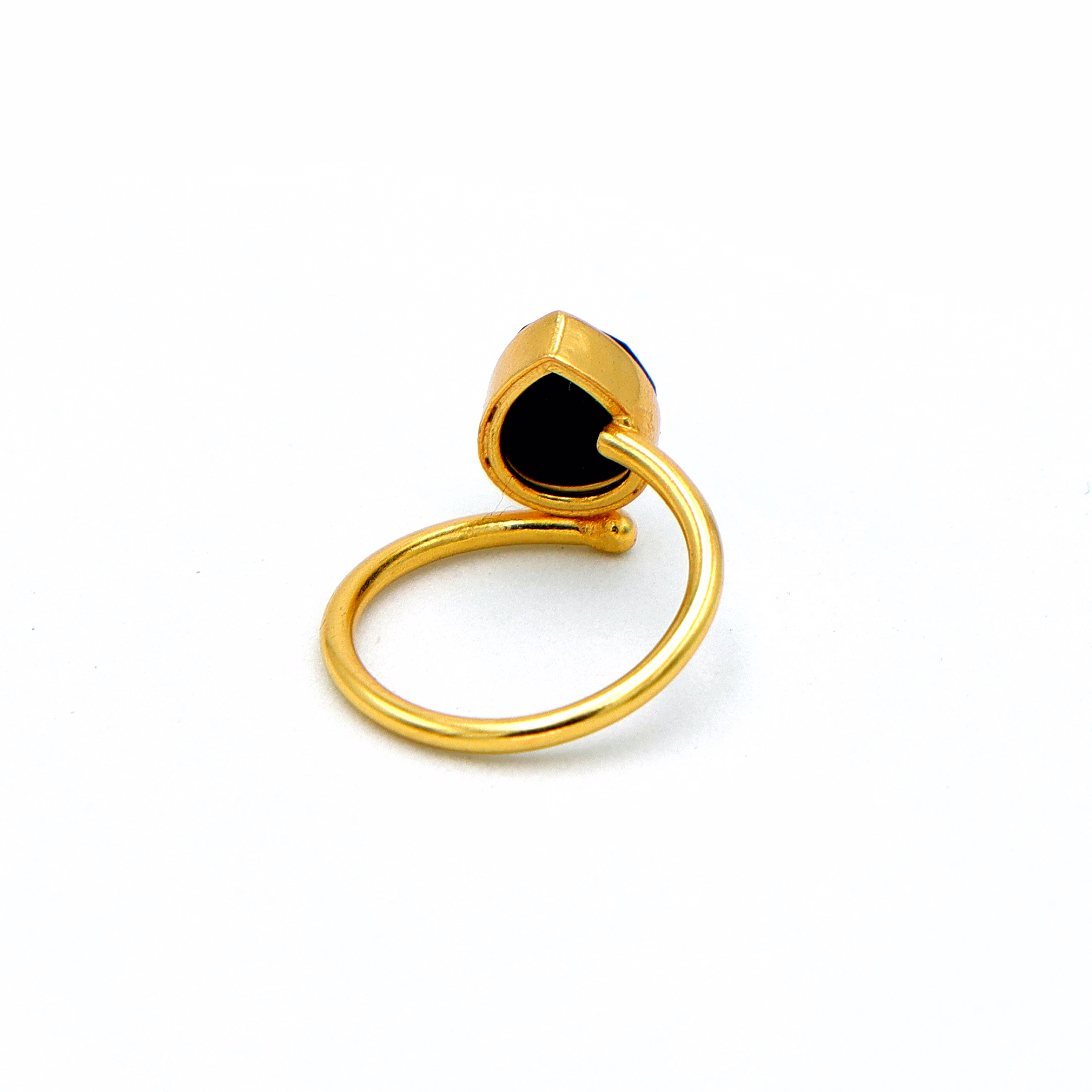 Dua Black Onyx Pear Ring – Statement Cocktail Ring, Gold-Plated Protective Jewelry image 4