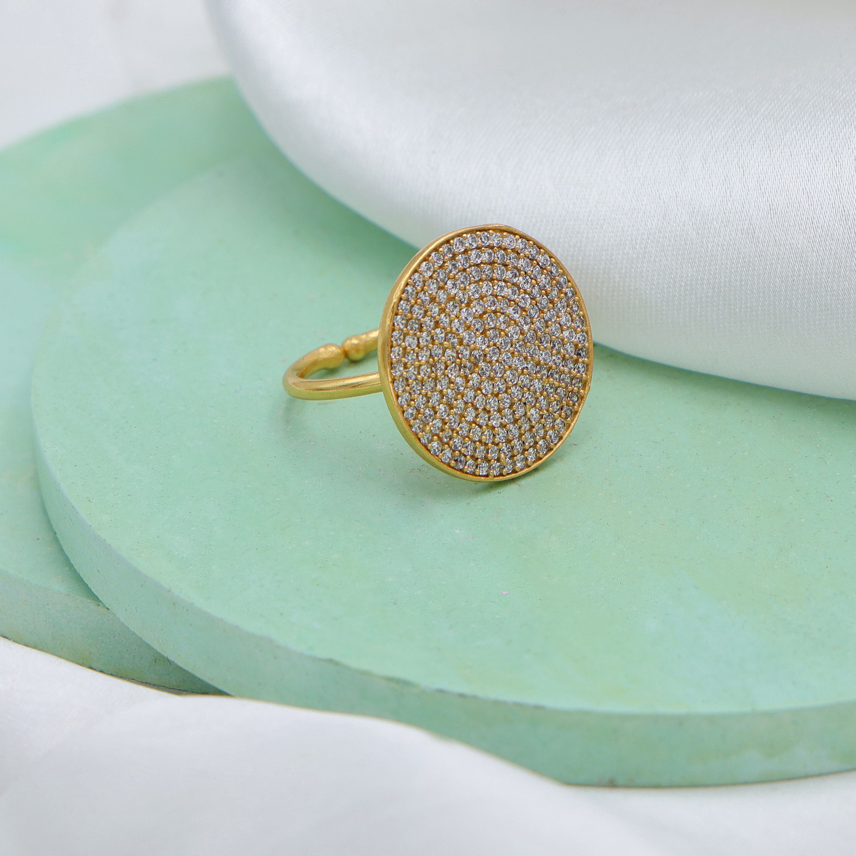 Dua CZ Round Ring – Sparkling Cubic Zirconia Gold-Plated Engagement Jewelry image 1