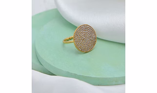 Dua CZ Round Ring – Sparkling Cubic Zirconia Gold-Plated Engagement Jewelry