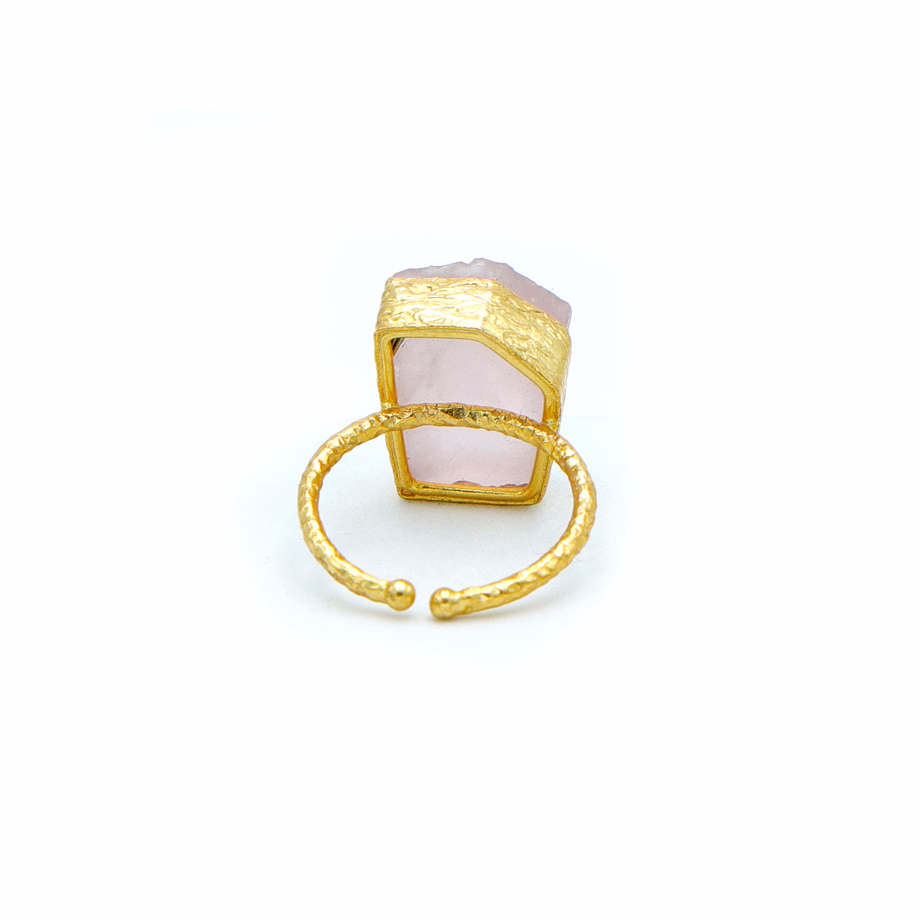 Dua Rose Quartz Unshape Ring – Chic Pink Gemstone Love Ring for Women image 4
