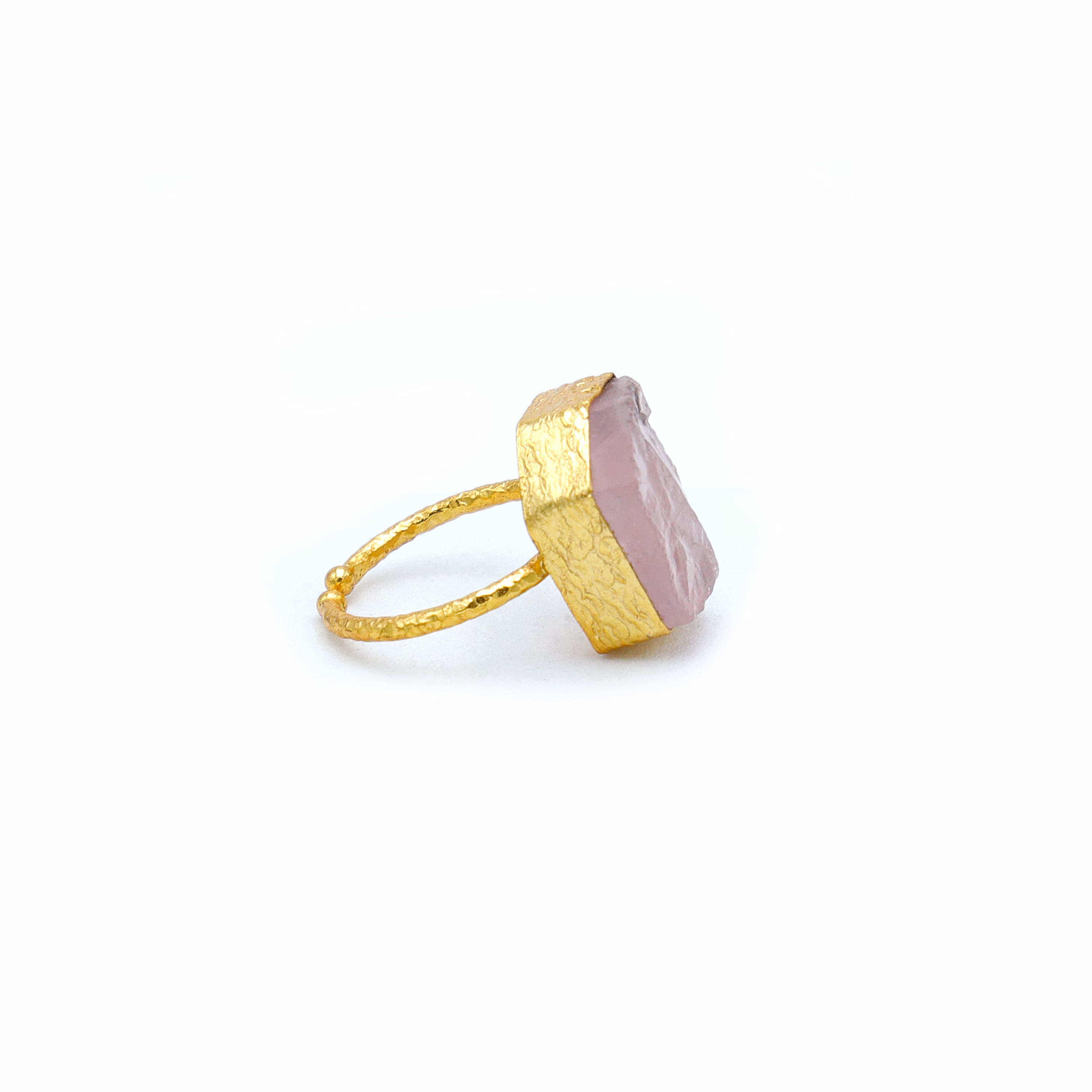 Dua Rose Quartz Unshape Ring – Chic Pink Gemstone Love Ring for Women image 3