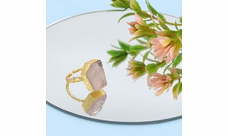 Dua Rose Quartz Unshape Ring – Chic Pink Gemstone Love Ring for Women