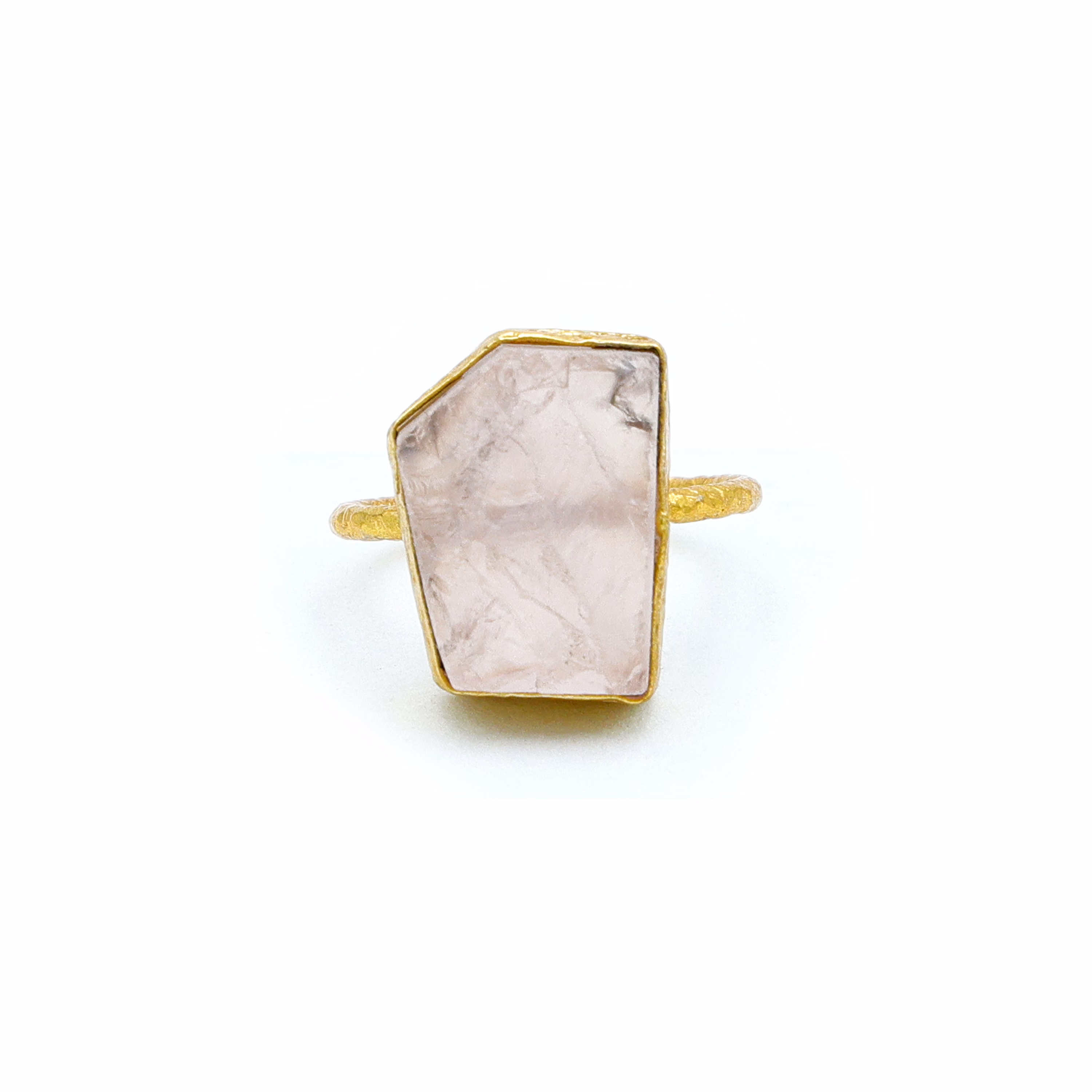 Dua Rose Quartz Unshape Ring – Chic Pink Gemstone Love Ring for Women image 2