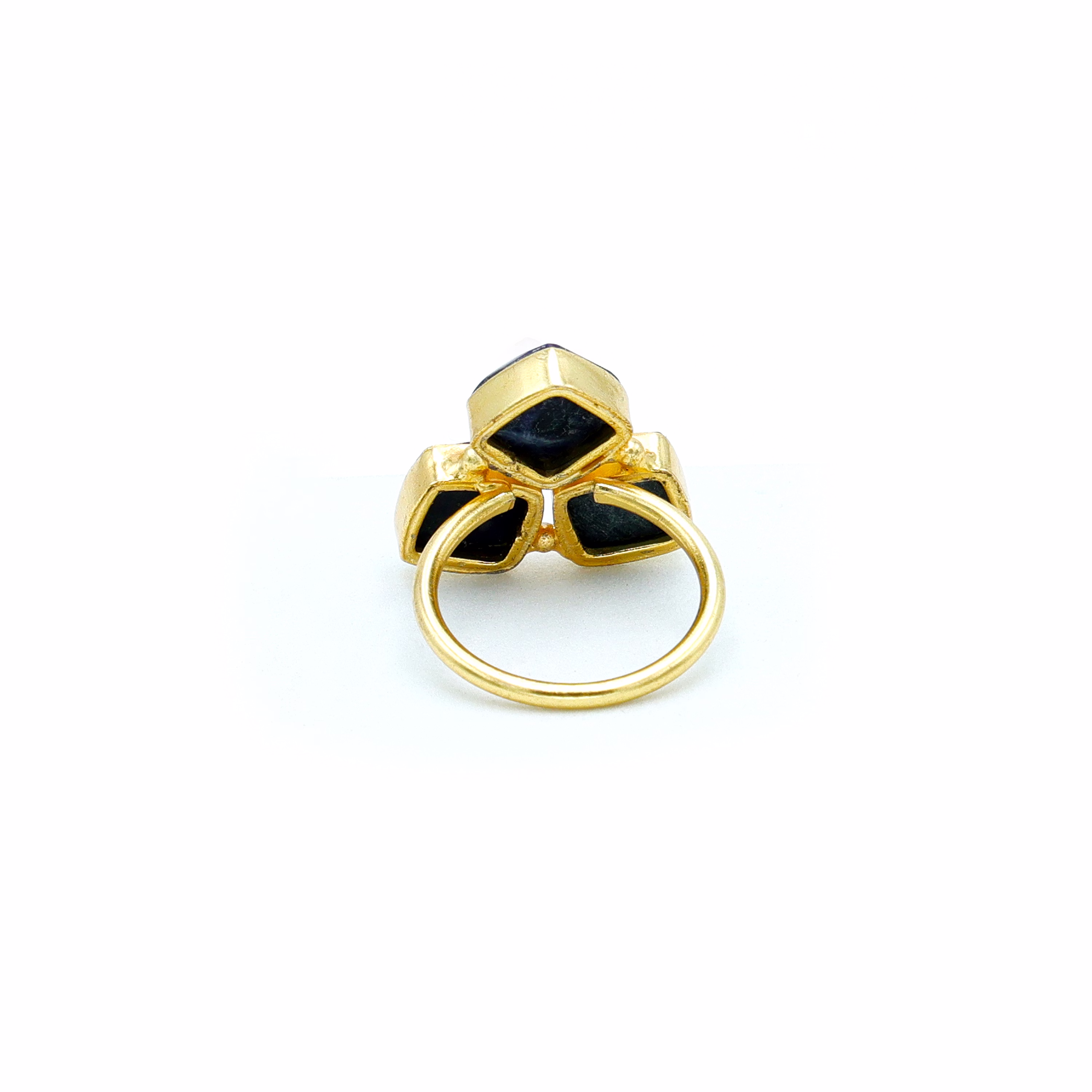 Dua Sodalite Triple Ring – Bold Blue Gemstone Adjustable Gold Statement Jewelry image 4