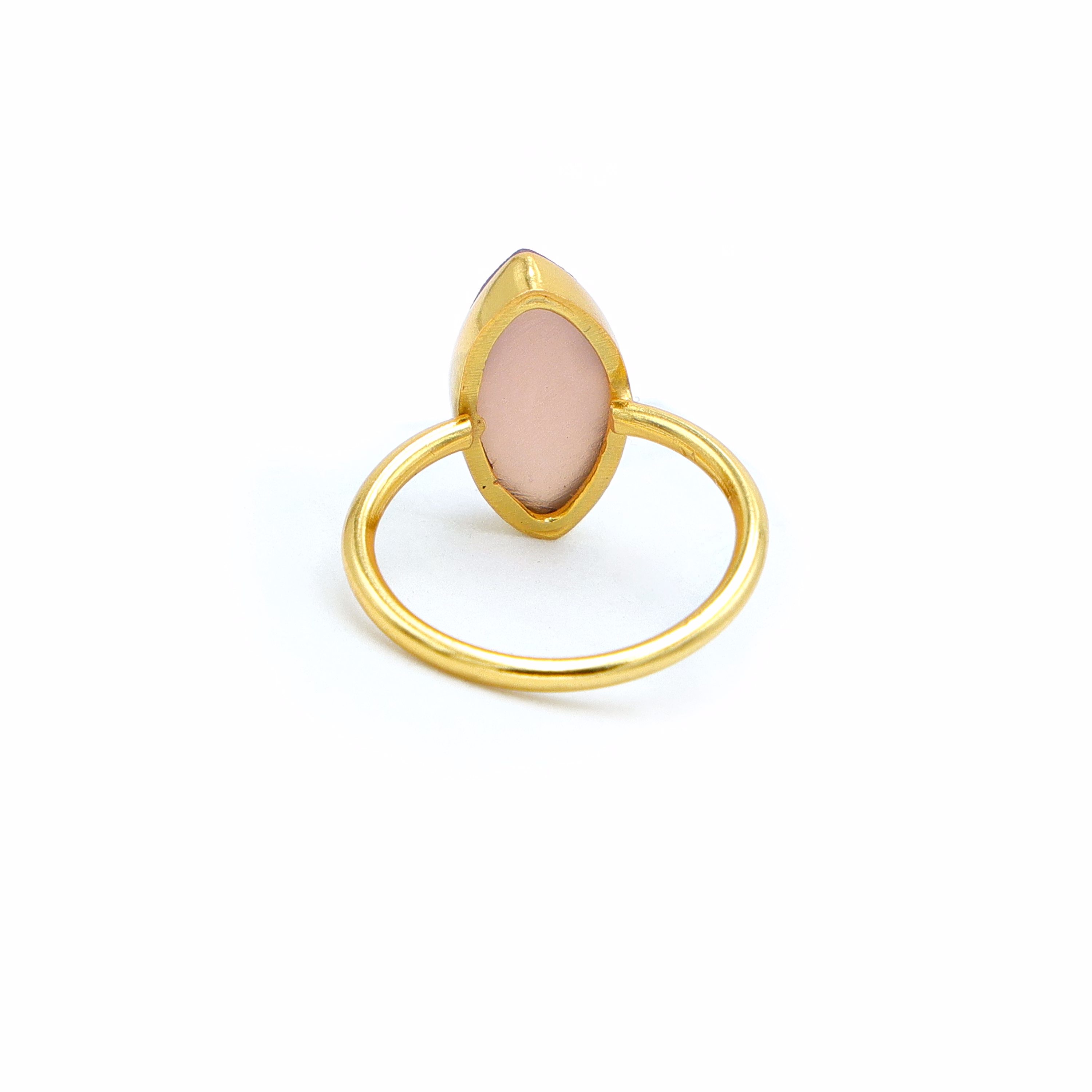 Dua Pink Calcedony Ring – Feminine Pastel Gemstone Gold-Plated Boho Jewelry image 4