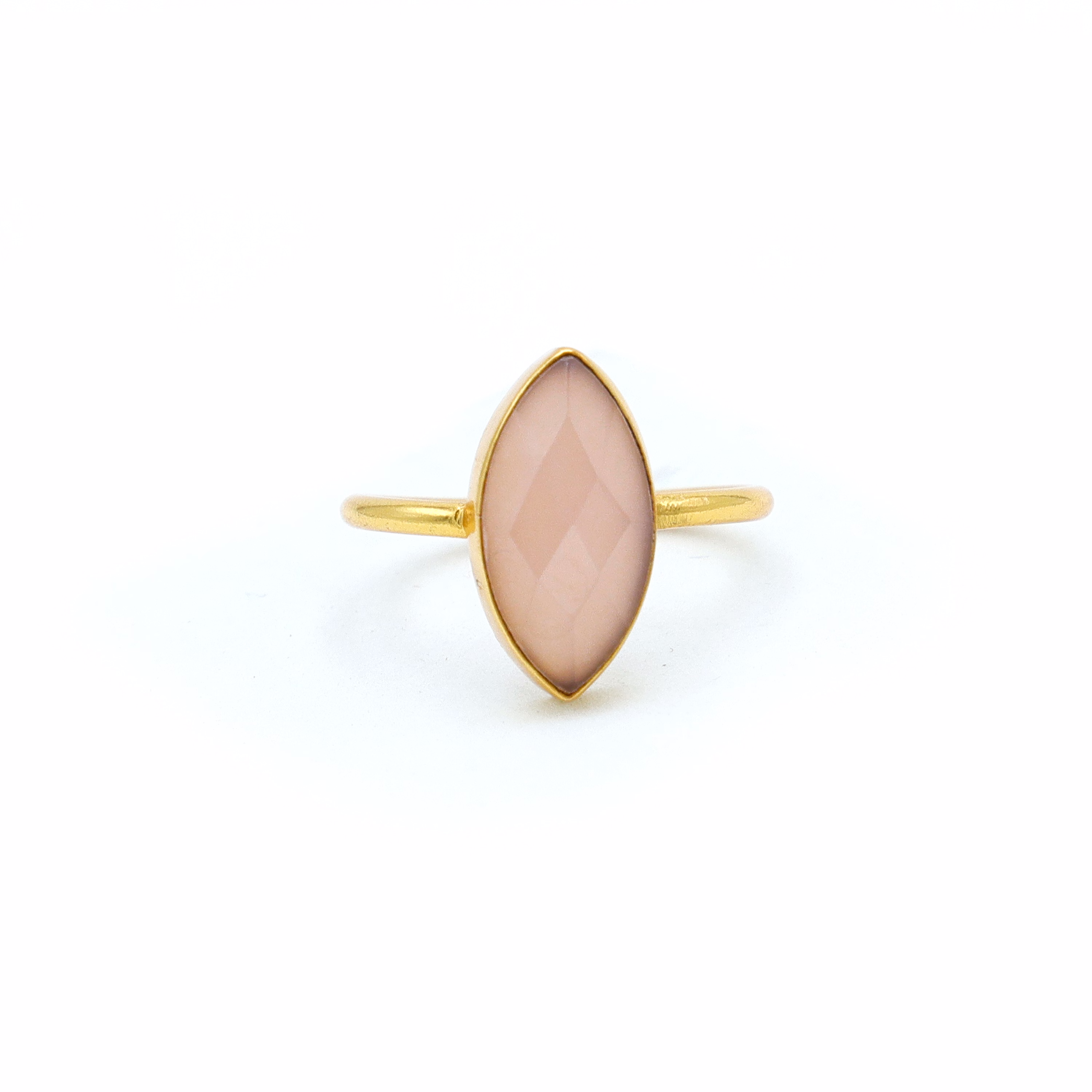 Dua Pink Calcedony Ring – Feminine Pastel Gemstone Gold-Plated Boho Jewelry image 2