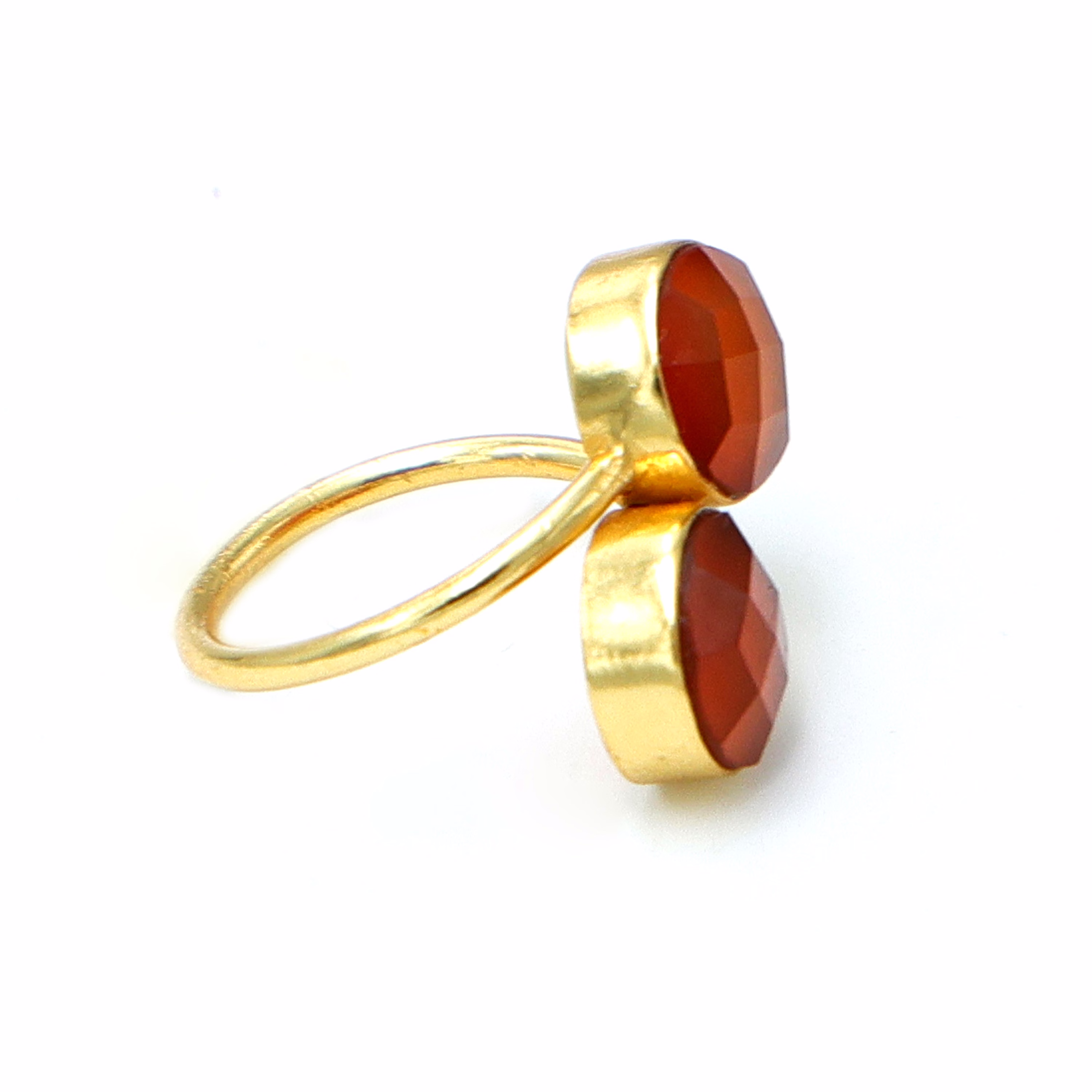 Dua Carnelian Chalcedony Round Ring | Gold Plated Handmade Statement Jewelry image 3