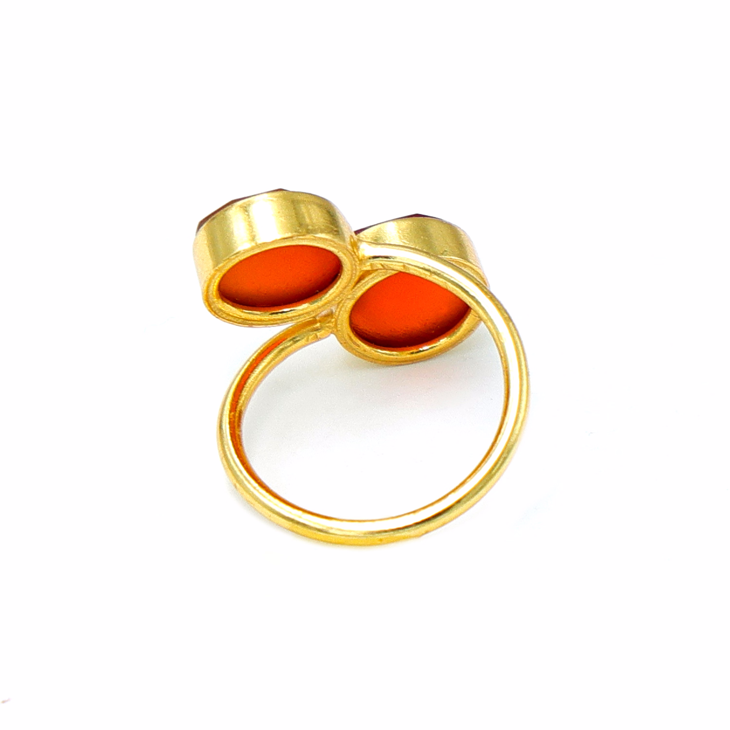 Dua Carnelian Chalcedony Round Ring | Gold Plated Handmade Statement Jewelry image 4