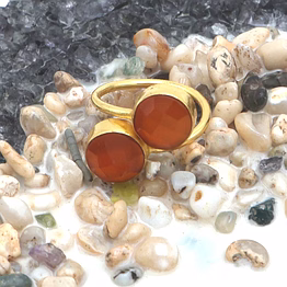dua carnelian chalcedony round ring | gold plated handmade statement jewelry