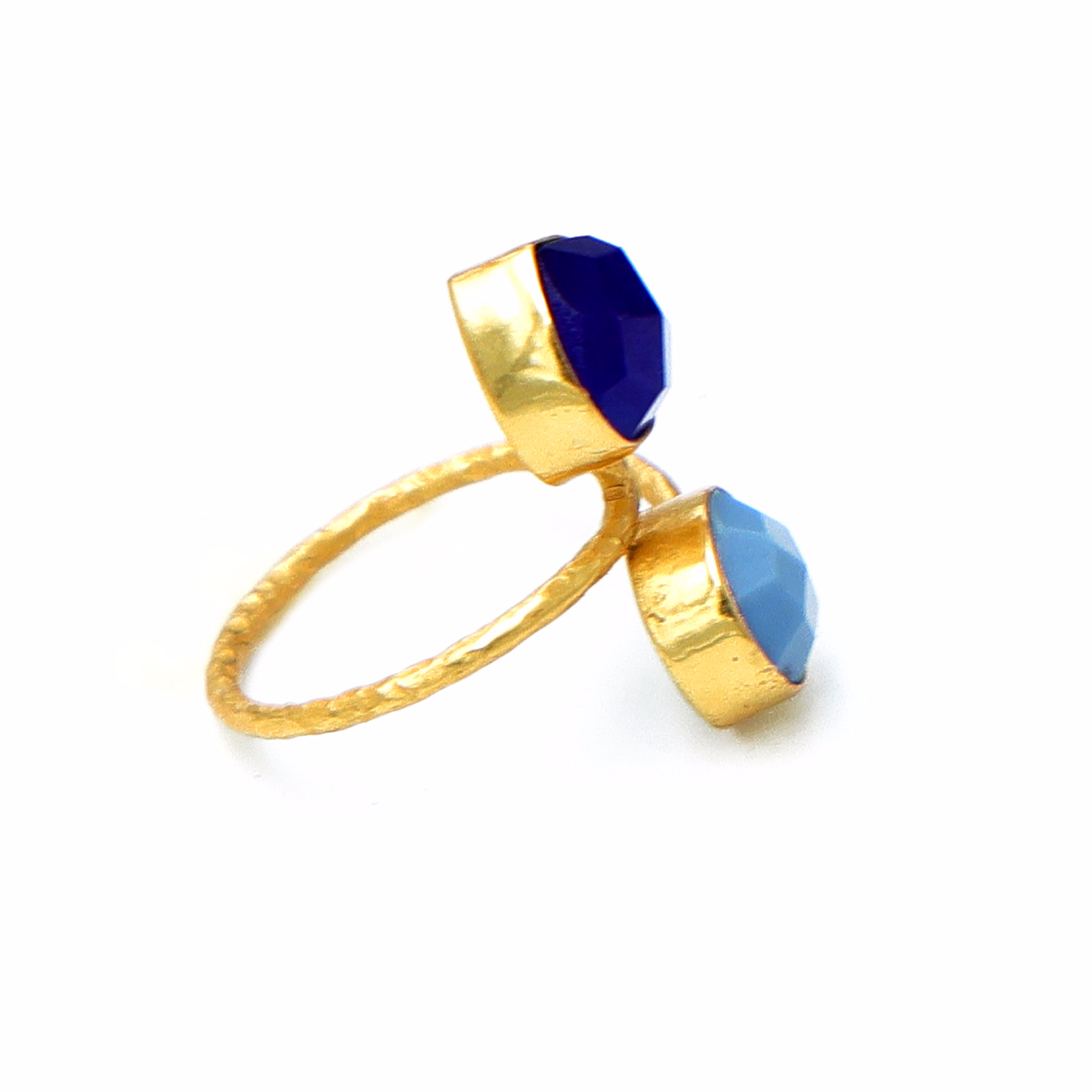 Dua Blue Jade & Blue Opal Round Heart Ring | Adjustable Gemstone Jewelry image 3