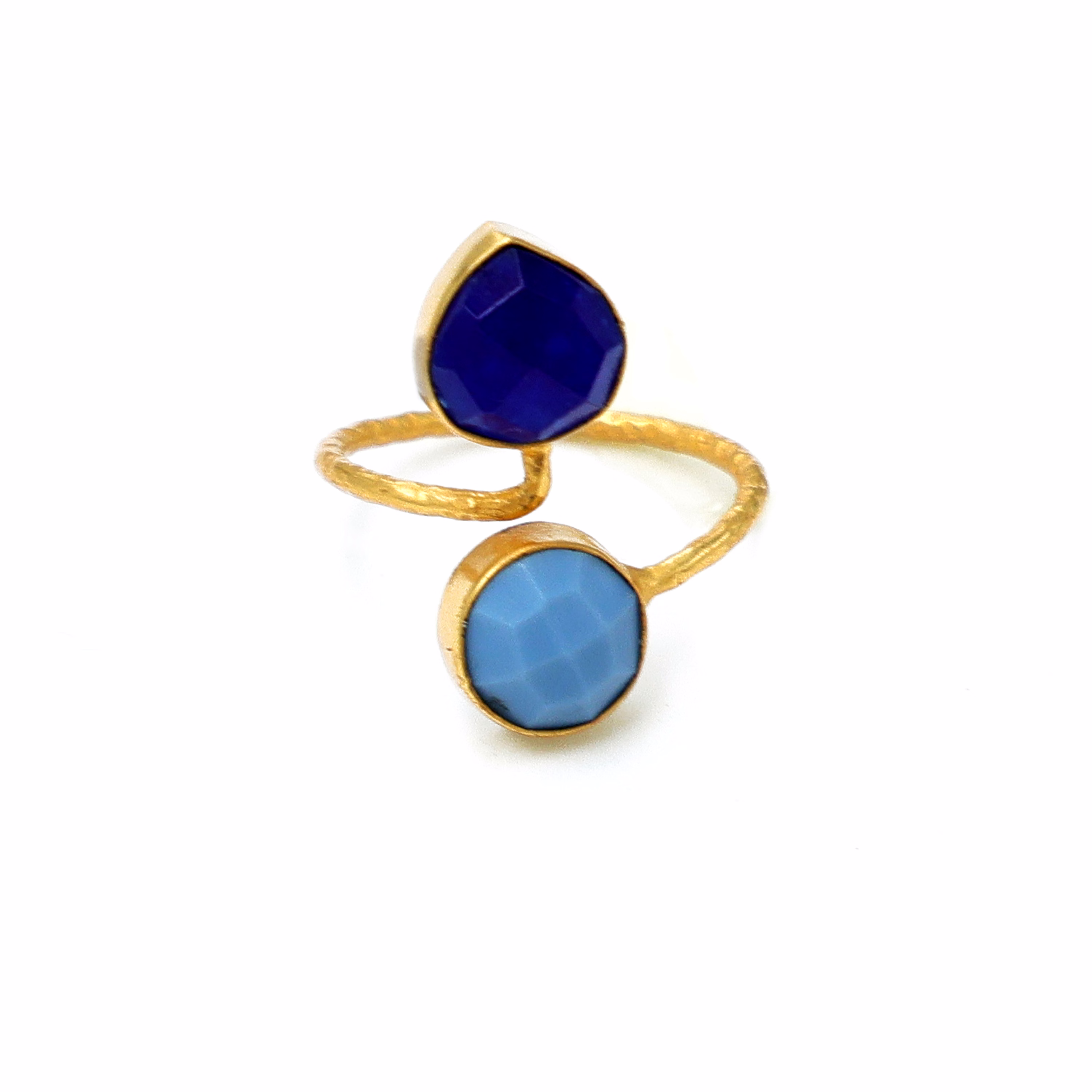 Dua Blue Jade & Blue Opal Round Heart Ring | Adjustable Gemstone Jewelry image 2